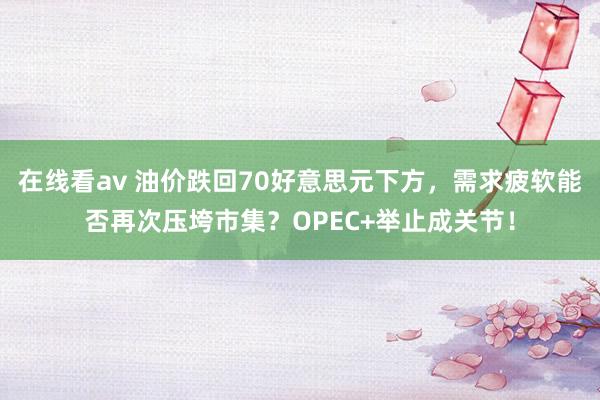 在线看av 油价跌回70好意思元下方，需求疲软能否再次压垮市集？OPEC+举止成关节！